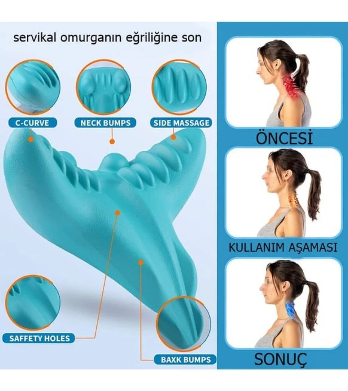 Ergonomik Boyun Masaj Yastığı – Servikal Traksiyon Destekli, Omurilik Ortopedik Yastık Fiyatı, Yorumları ve Özellikleri
