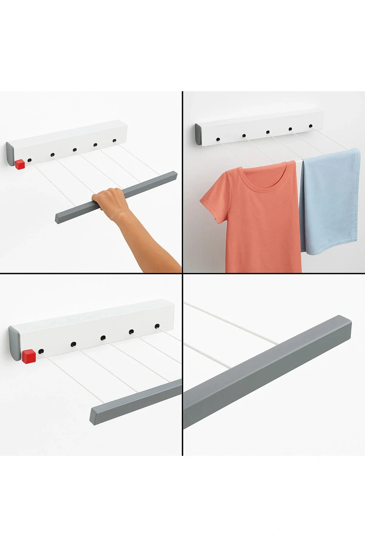 Ergonomik Çamaşırlık 5 Metre 5 İp, Kaliteli İpler, Önce Çek Sonra