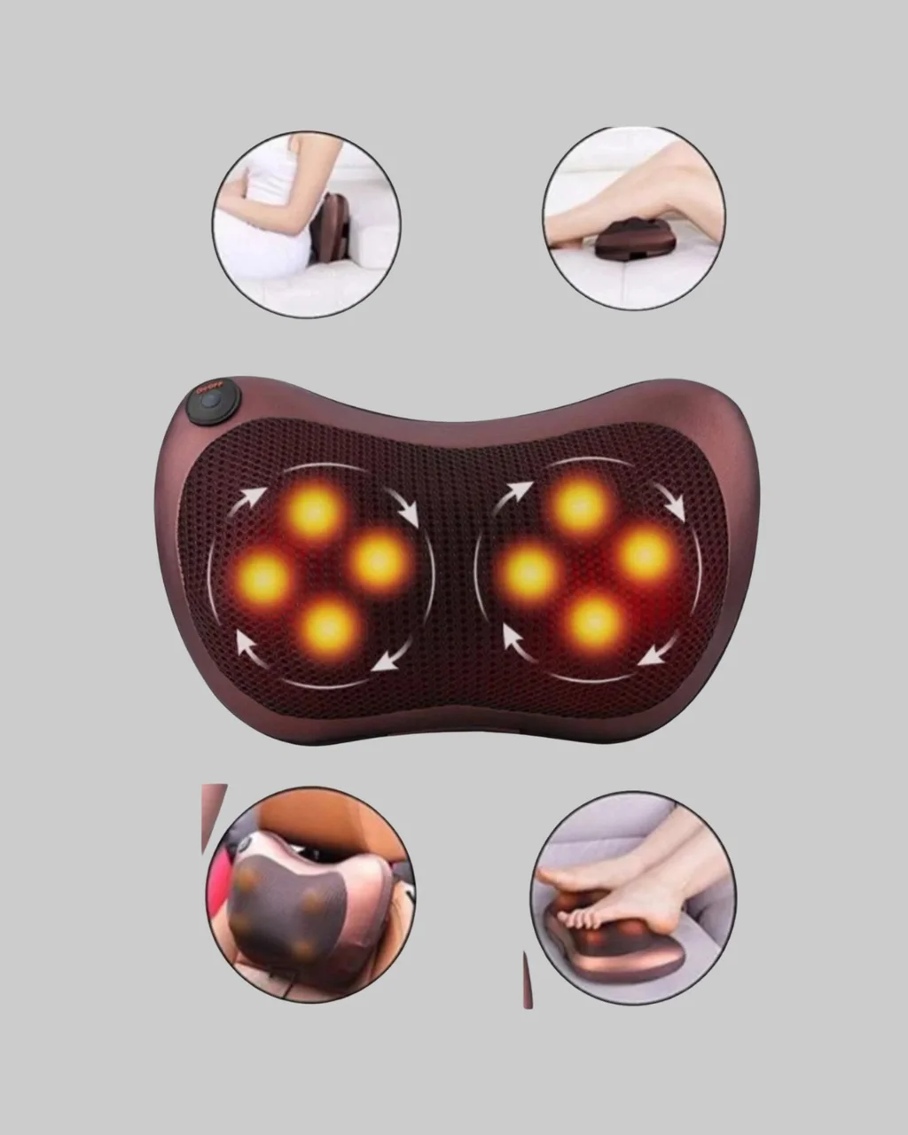 Ergonomik Derin Yoğurmalı Boyun Bel Sırt Masaj Cihazı Priz Çakmak Girişli Çok Renkli