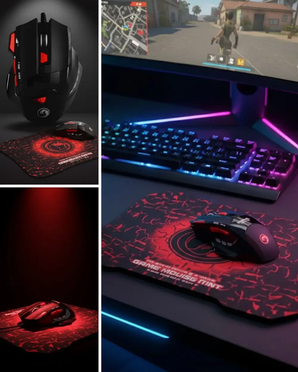 Ergonomik Gaming Mouse ve Mousepad 3 DPI Ayarlı LED Işıklı Tasarı