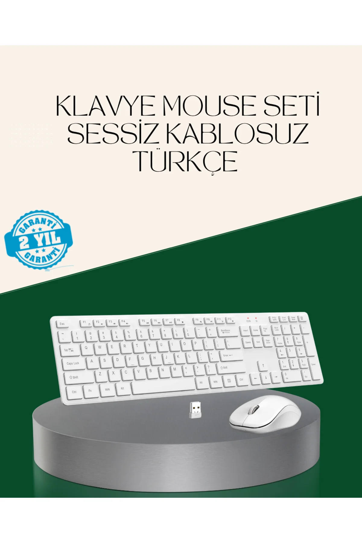 Ergonomik Kablosuz Klavye Mouse Takımı - Tam Boy, Sessiz ve Güven