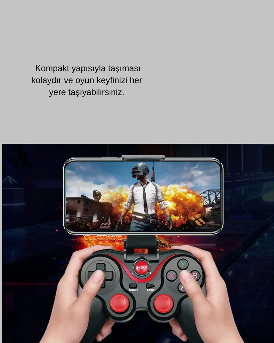 Ergonomik Kablosuz Şarjlı Gamepad - Bluetooth 3.0, 8 Saat Oyun Süresi, 400mAh Pil