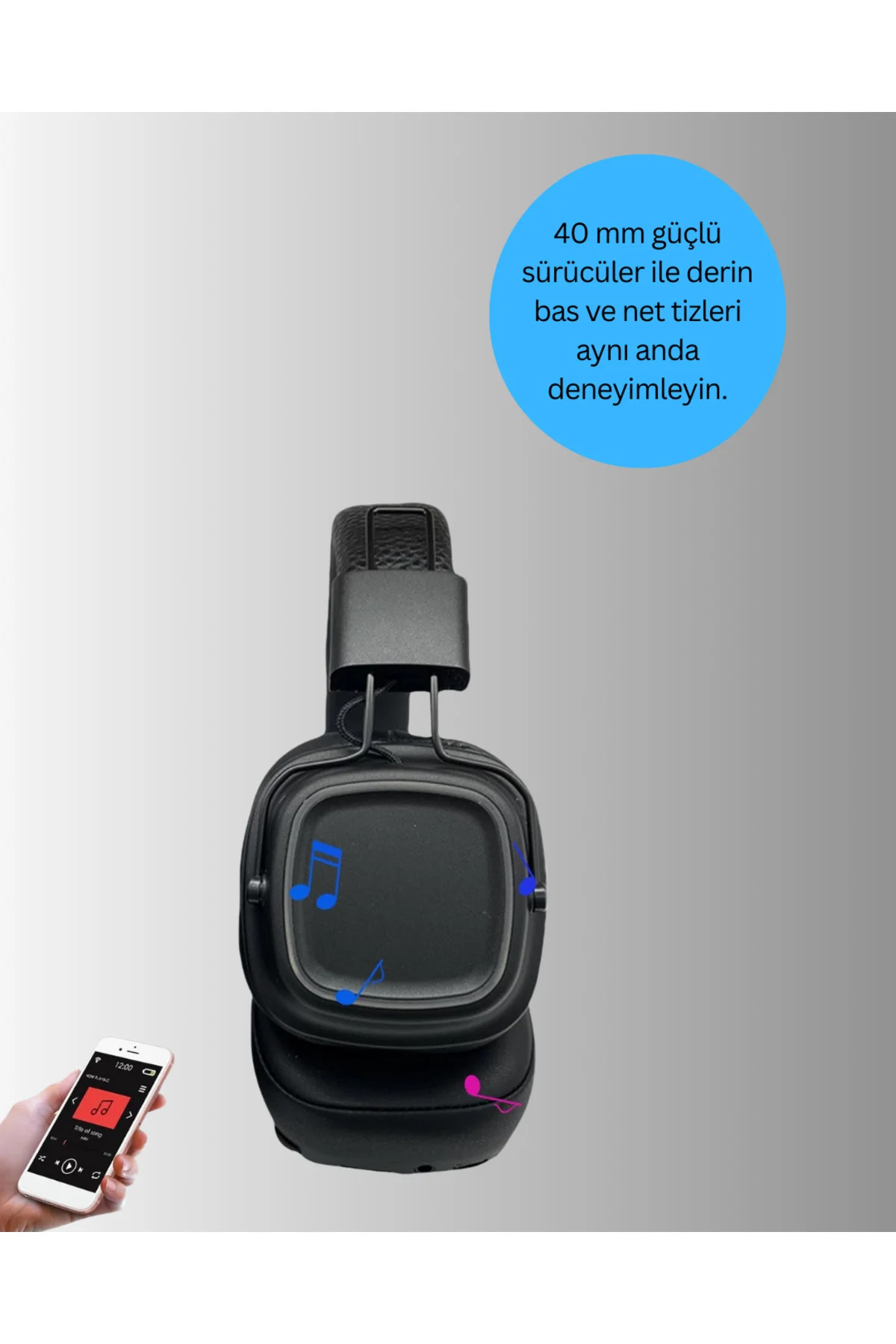 Ergonomik Konforlu Kablosuz Kulak Üstü Bluetooth Kulaklık - Lisin