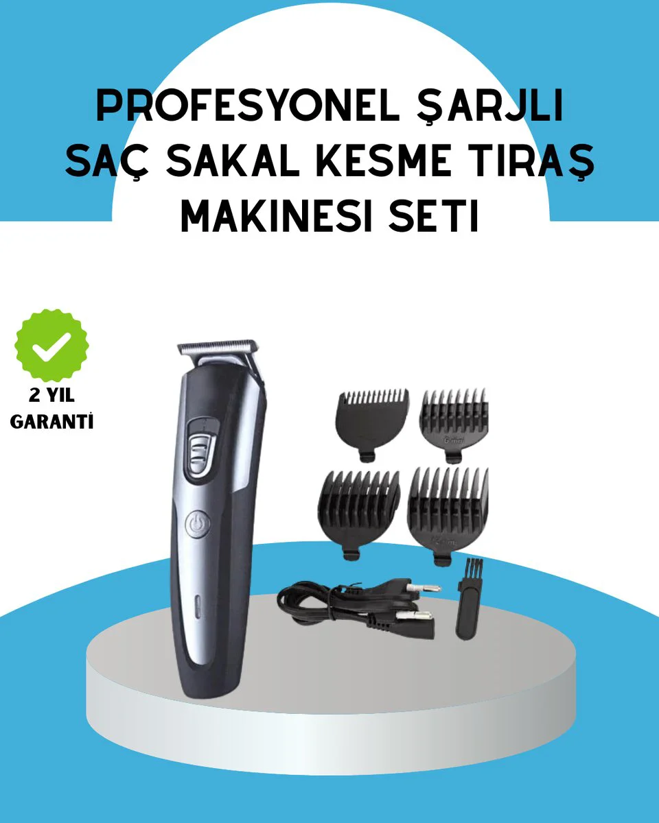 Ergonomik Profesyonel Tıraş Makinesi - Saç Sakal Kesme ve Düzeltme Cihazı
