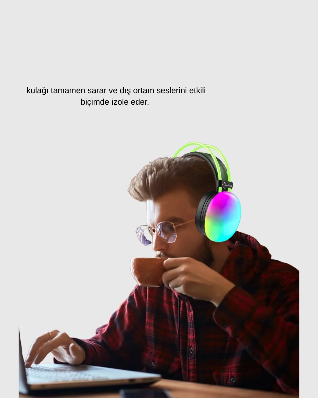 Ergonomik RGB Bluetooth Kulaklık 3D Ses Yeni Nesil