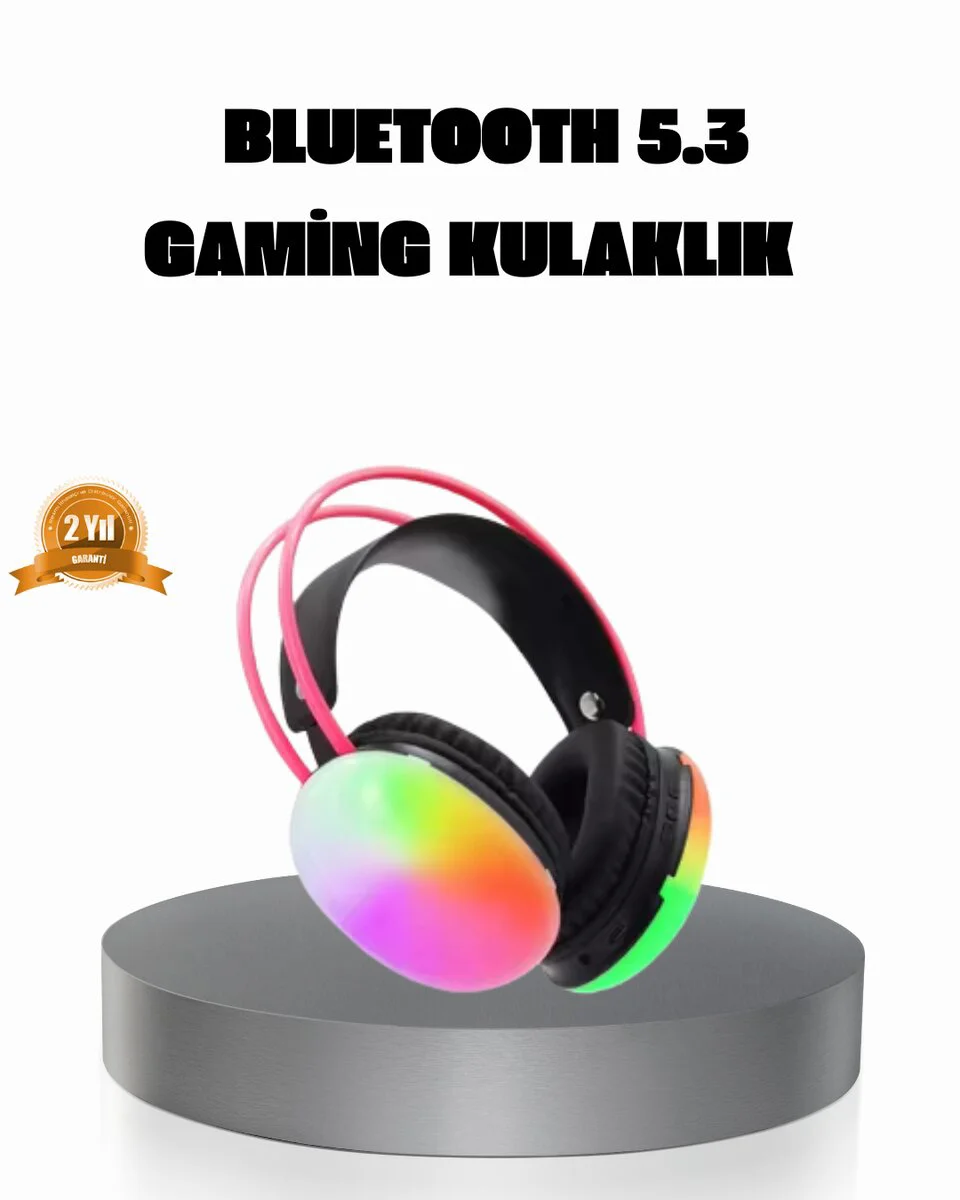 Ergonomik RGB Kablosuz Kulaklık 3D Ses - Oyun ve Müzik İçin Yüksek Performanslı Çözüm