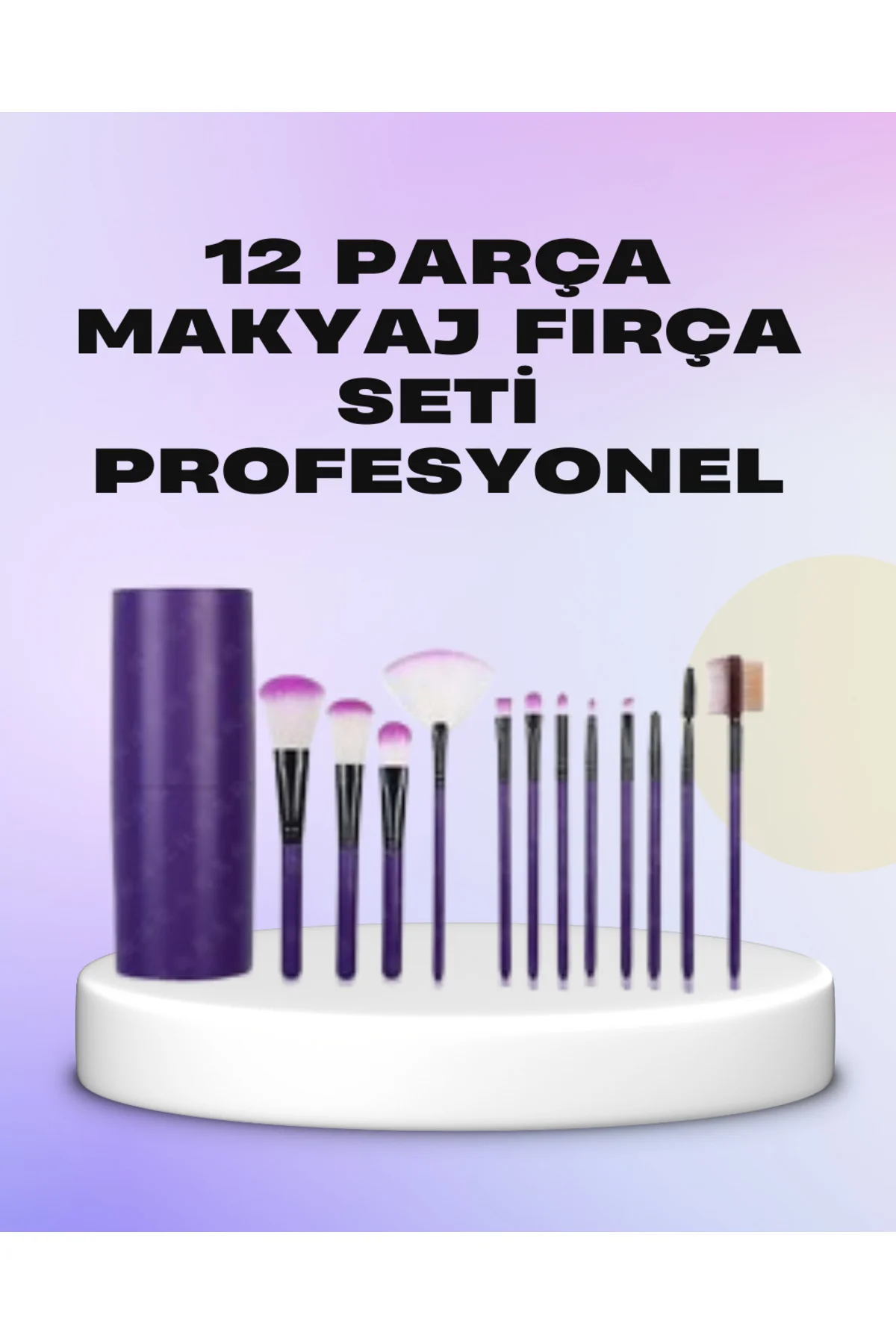 Ergonomik Saplı Fiber Kıllı 12'li Makyaj Fırça Takımı Göz ve Ten 