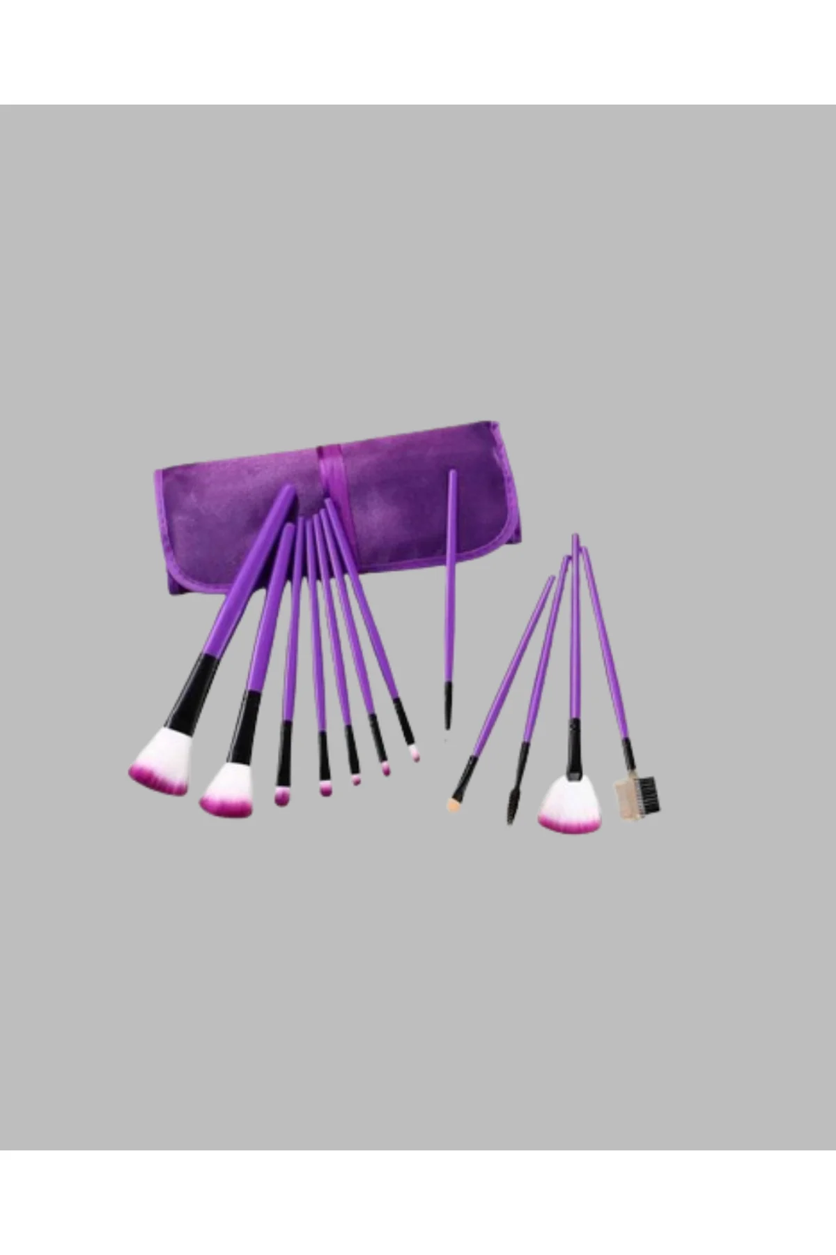 Ergonomik Saplı Fiber Kıllı 12'li Makyaj Fırça Takımı Göz ve Ten 