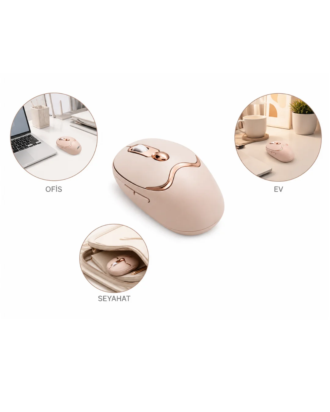 Ergonomik Tasarımlı Kablosuz Mouse Bluetooth ve USB Alıcılı