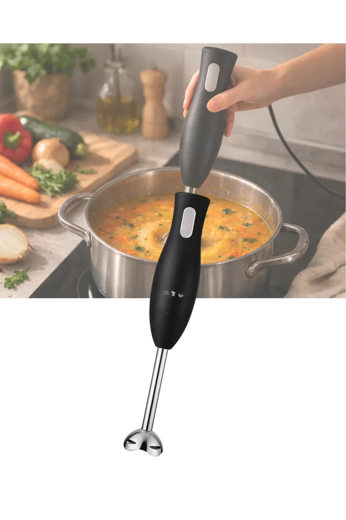 Ergonomik Tasarımlı El Blenderı Paslanmaz Çelik Metal Blender Ayağı Ergonomik Tasarımlı El Blenderı Paslanmaz Çelik Metal Blender Ayağı