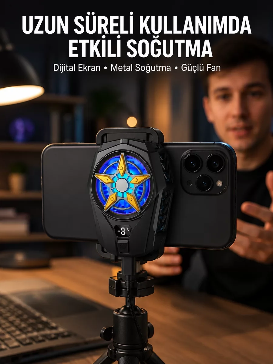 Ergonomik Telefon Soğutucu – Oyun İçin Yüksek Performanslı ve Sessiz Soğutucu Radyatür