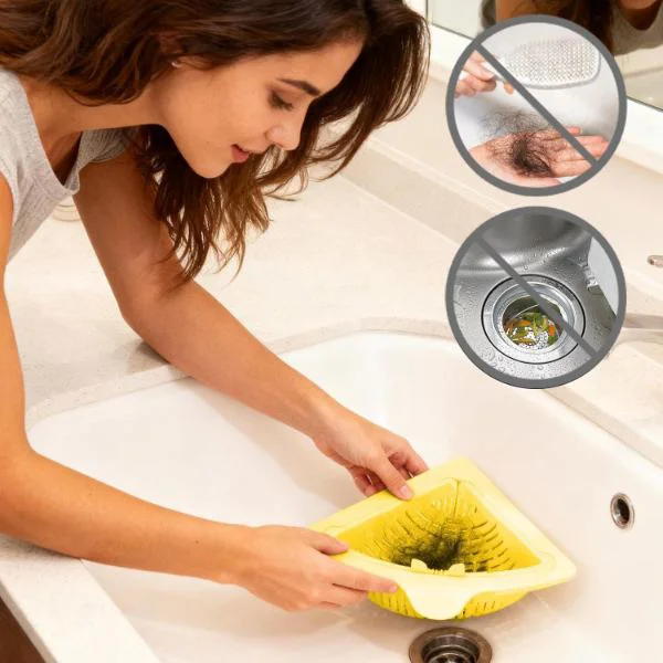Ergonomik Üçgen Lavabo Süzgeci - Mutfak ve Banyo Düzenleyici