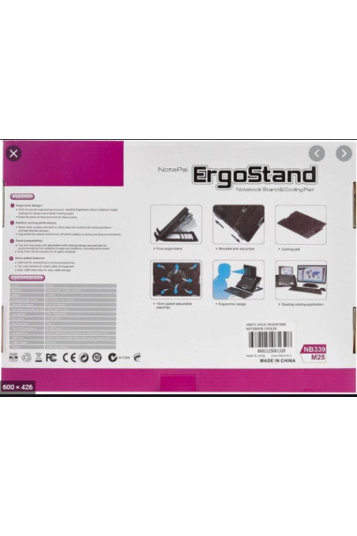 Ergostand Nb339 – M25 Laptop Notebook Işıklı Soğutucu Fan 5 Kadem