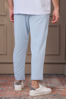 Erkek %100 Pamuk Kısa Paça Pantolon AÇIK MAVİ