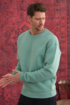 Erkek %100 Pamuk Oversize Bisiklet Yaka Basic 3 İplik Kumaş Şardo