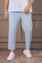 Erkek %100 Pamuk Kısa Paça Pantolon AÇIK MAVİ