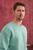 Erkek %100 Pamuk Oversize Bisiklet Yaka Basic 3 İplik Kumaş Şardo