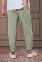 Erkek %100 Pamuk Kısa Paça Pantolon AÇIK YEŞİL