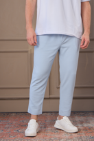 Erkek %100 Pamuk Kısa Paça Pantolon AÇIK MAVİ