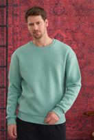 Erkek %100 Pamuk Oversize Bisiklet Yaka Basic 3 İplik Kumaş Şardo