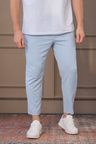 Erkek %100 Pamuk Kısa Paça Pantolon AÇIK MAVİ