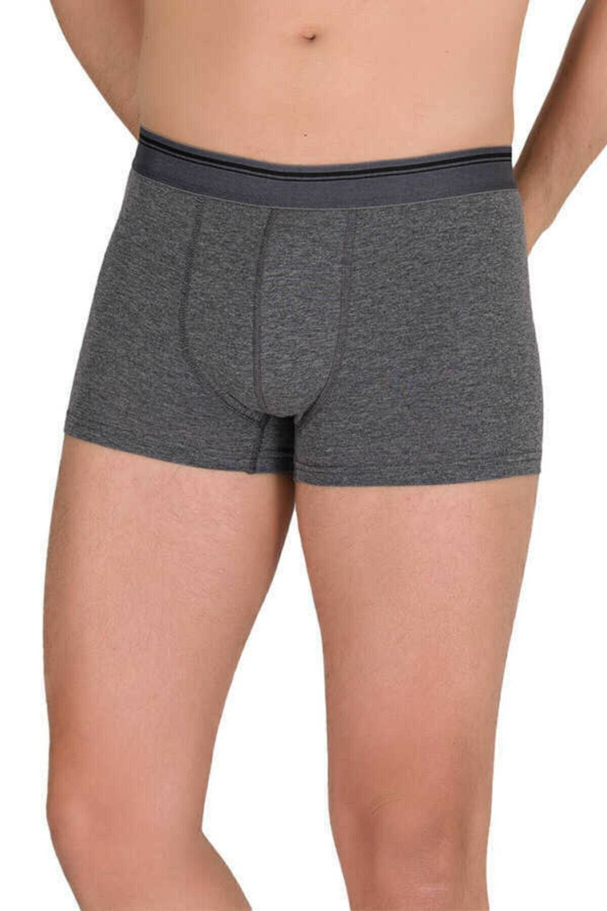 Erkek 12 Adet Antrasit Renk Likralı Boxer