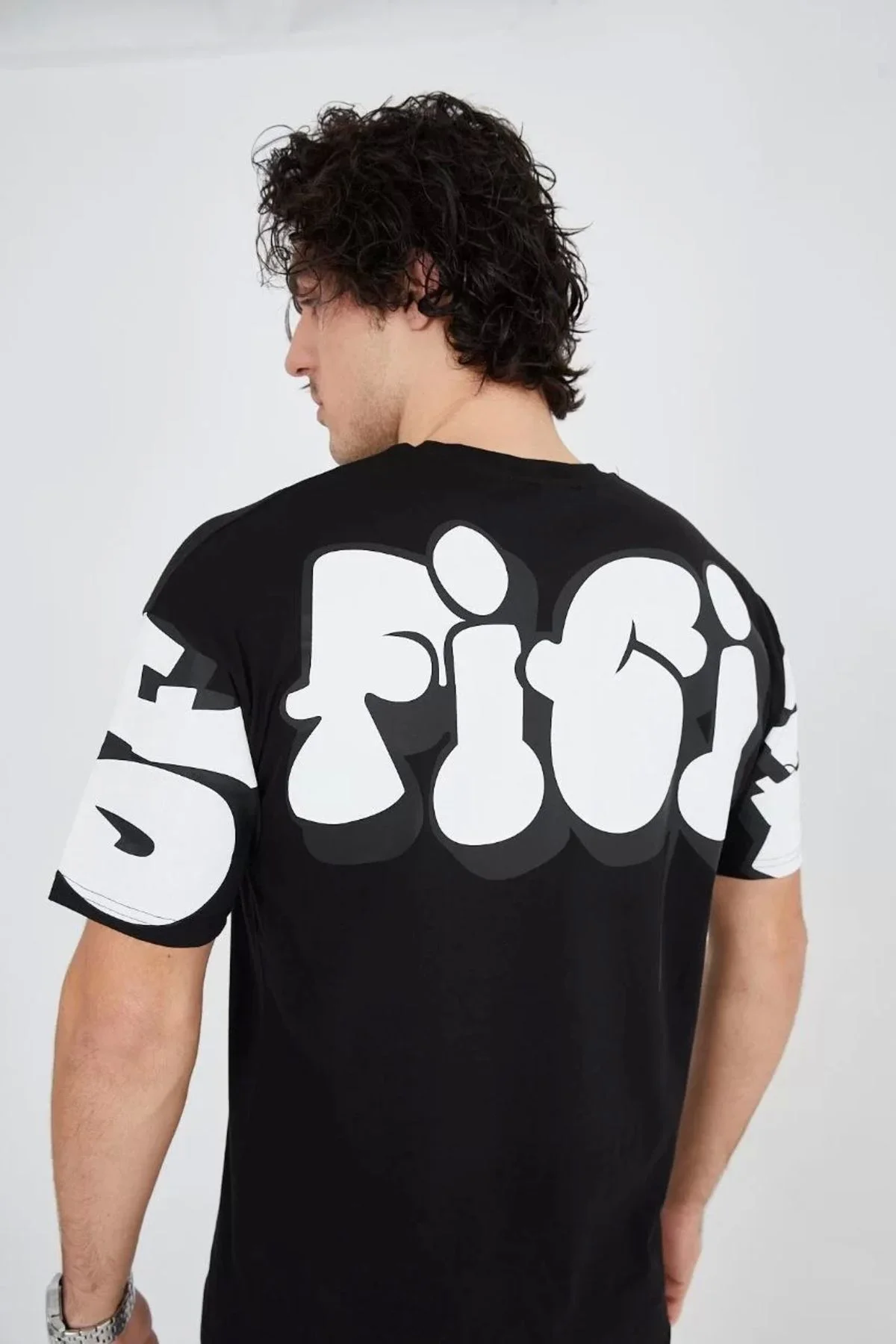 Erkek 24/1 Penye Baskılı T-shirt - Siyah