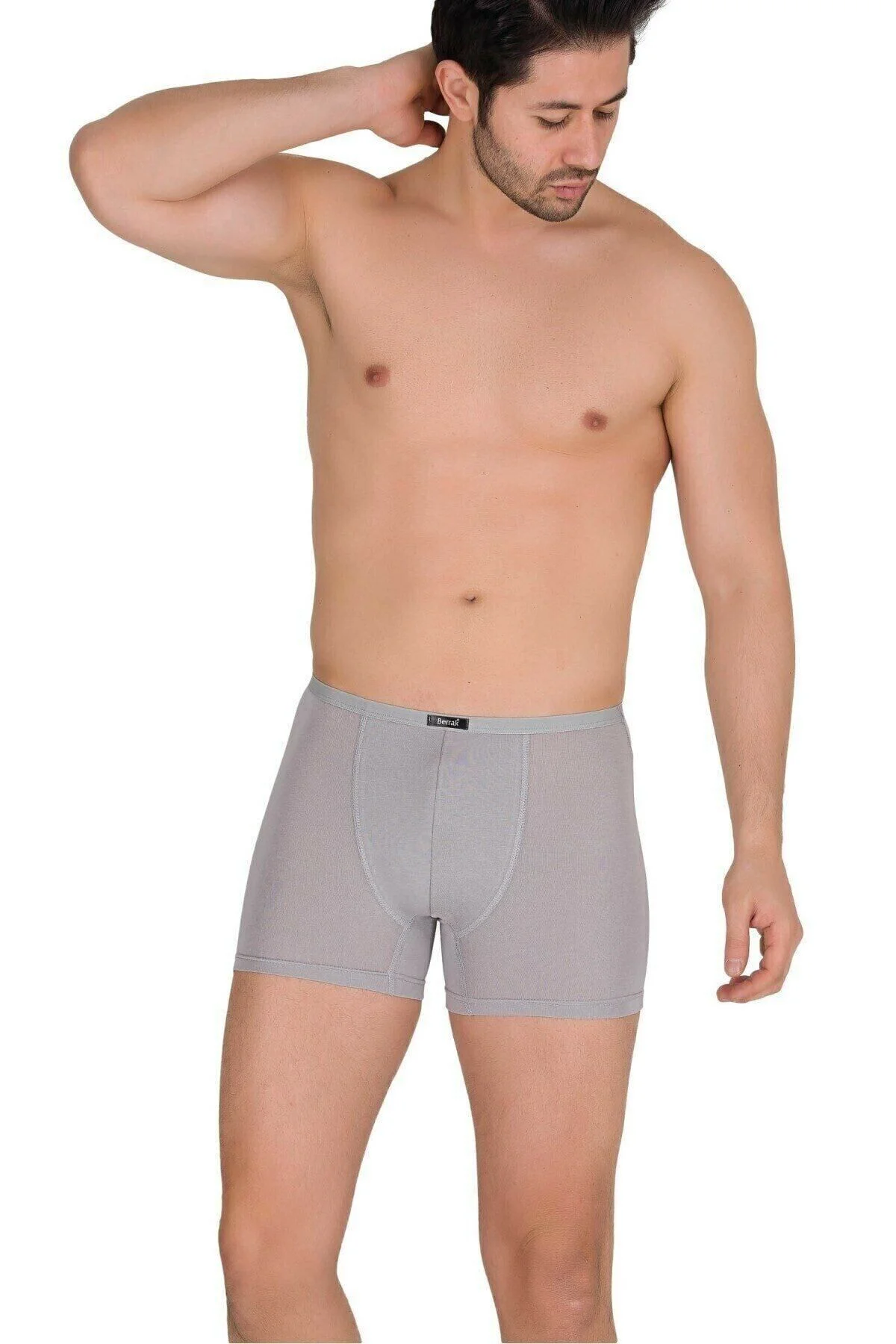 Erkek 3 Adet Gri Renk İnce Kemerli Modal Boxer
