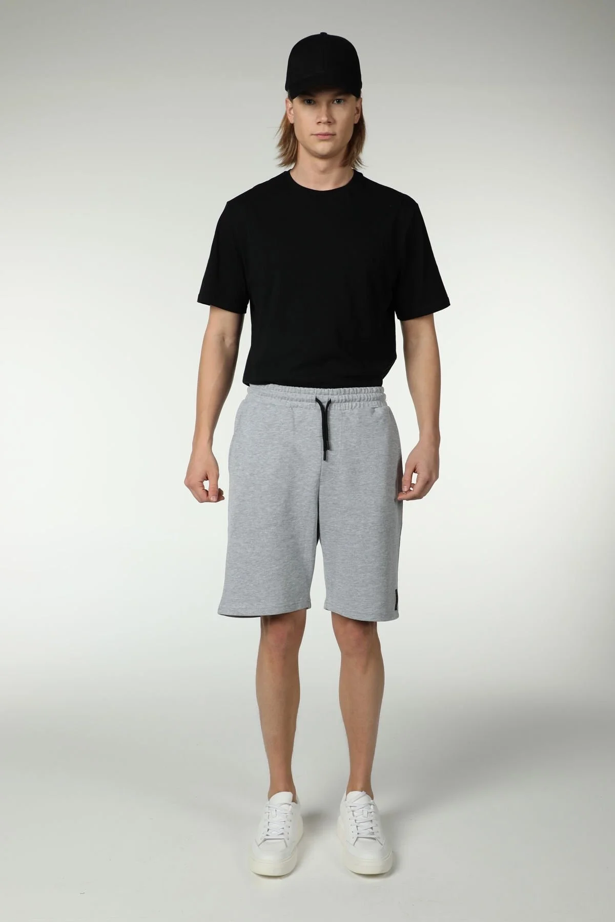 Erkek 3 Iplik Şort Gri Melanj