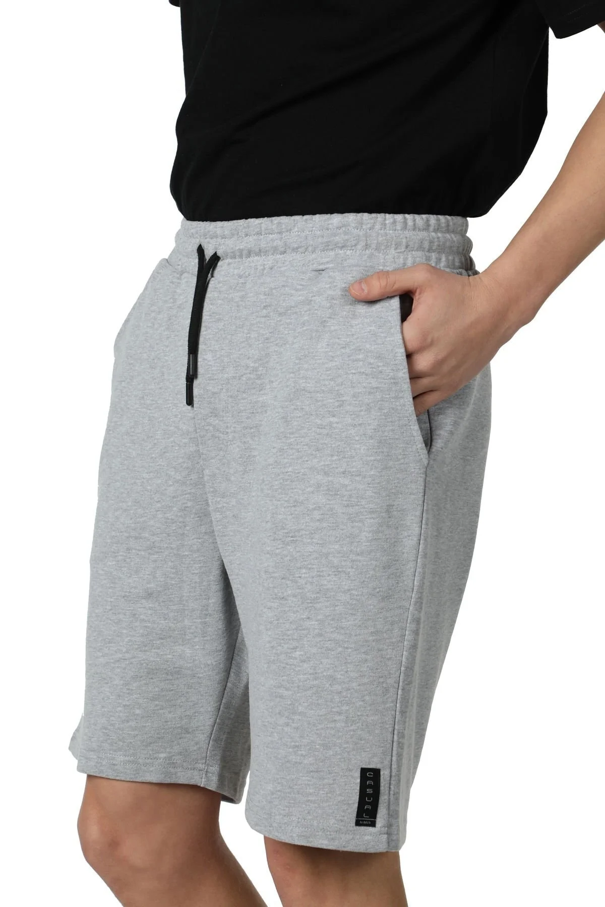 Erkek 3 Iplik Şort Gri Melanj