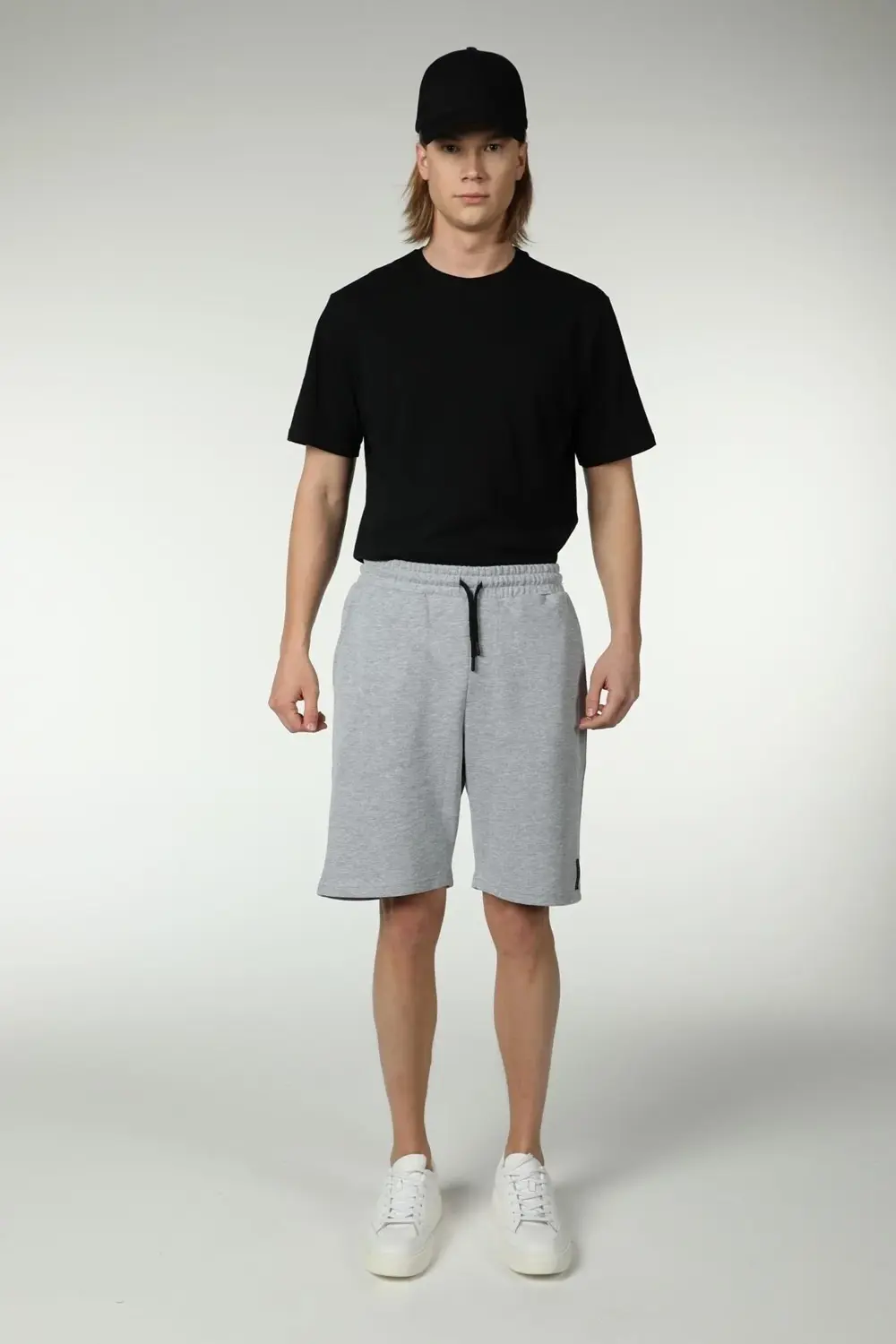 Erkek 3 Iplik Şort Gri Melanj