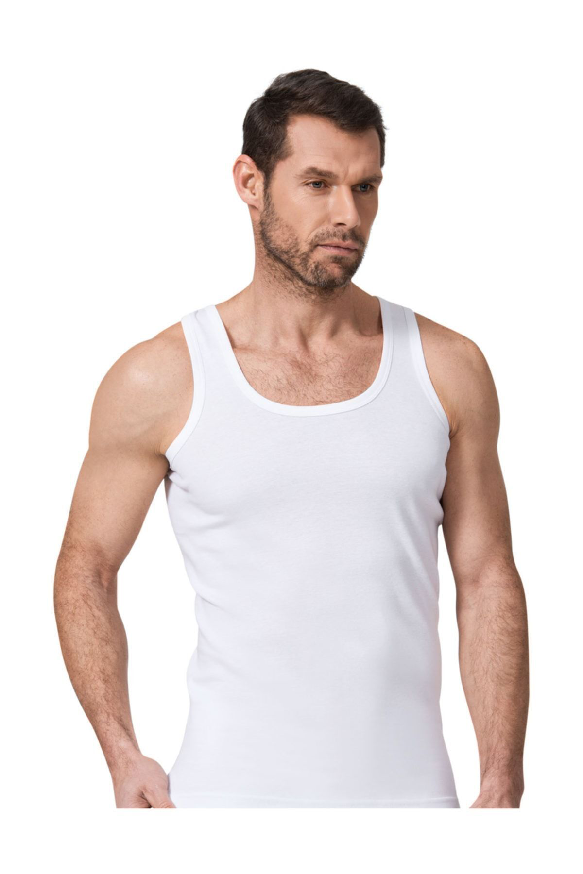 Erkek 6 Çift Beyaz Renk Namaldi Ribana Kolsuz Atlet