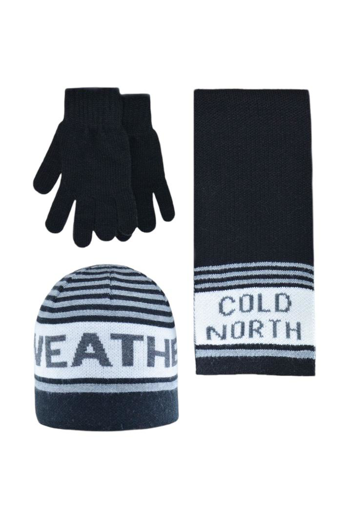 Erkek 8-12 Yaş Garson 3'lü Set Bere Atkı Eldiven