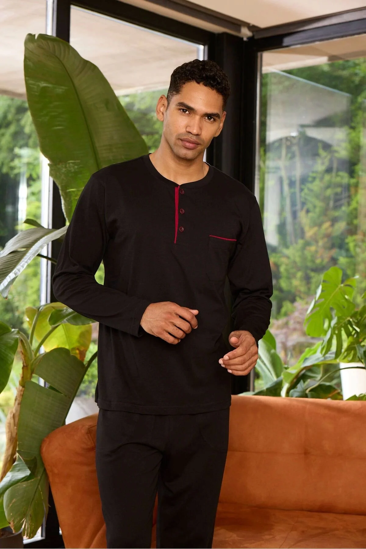 Erkek 9250 Erkek Midi Yaka Pijama Takımı