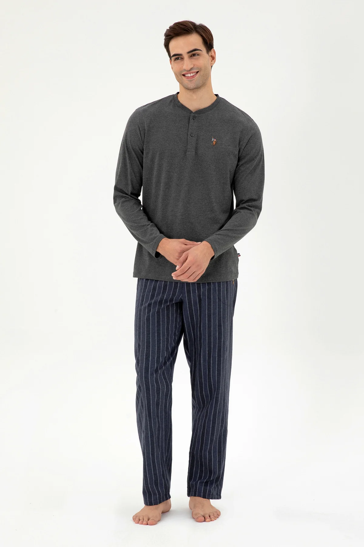 Erkek Antrasit Melanj Pijama Takımı 50301730-VR081