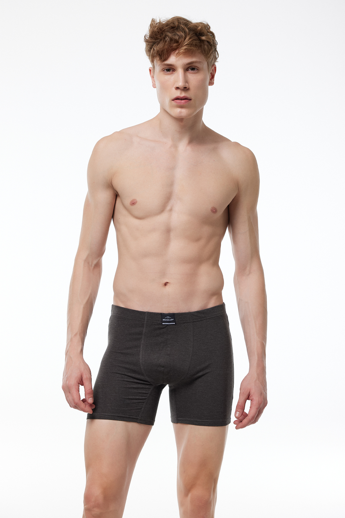Erkek Beyaz Pamuklu Uzun Boxer 073