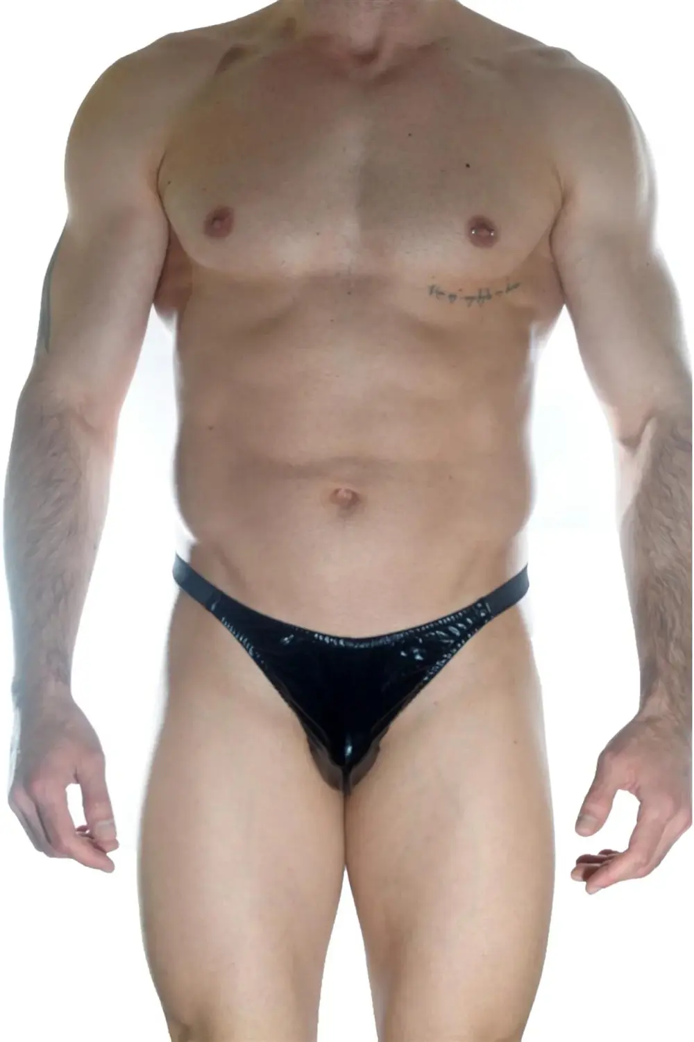 Erkek Arkası Büzgülü Siyah Lame Brazillian Slip