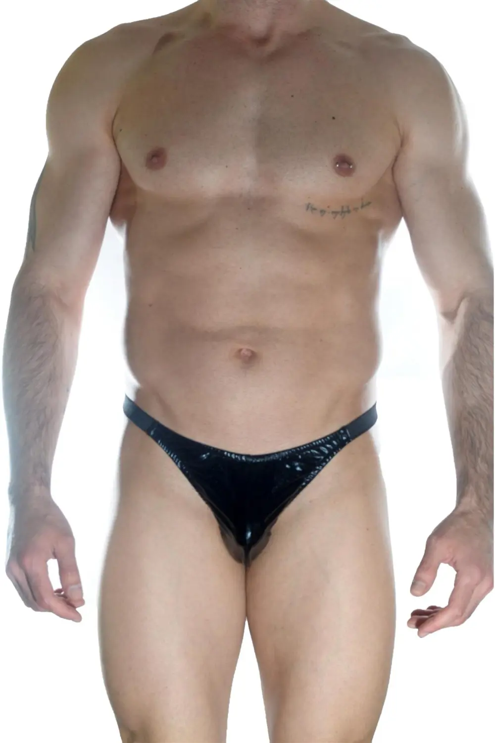 Erkek Arkası Büzgülü Siyah Lame Brazillian Slip