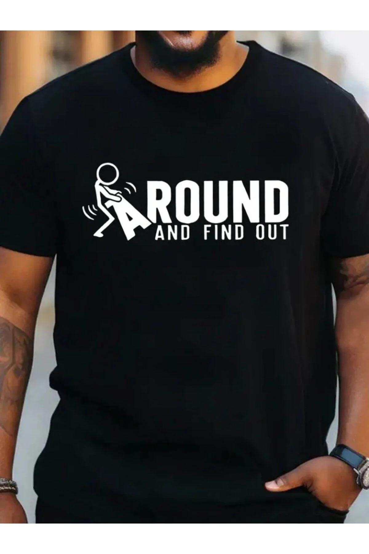Erkek Around Baskılı Süprem T-shirt