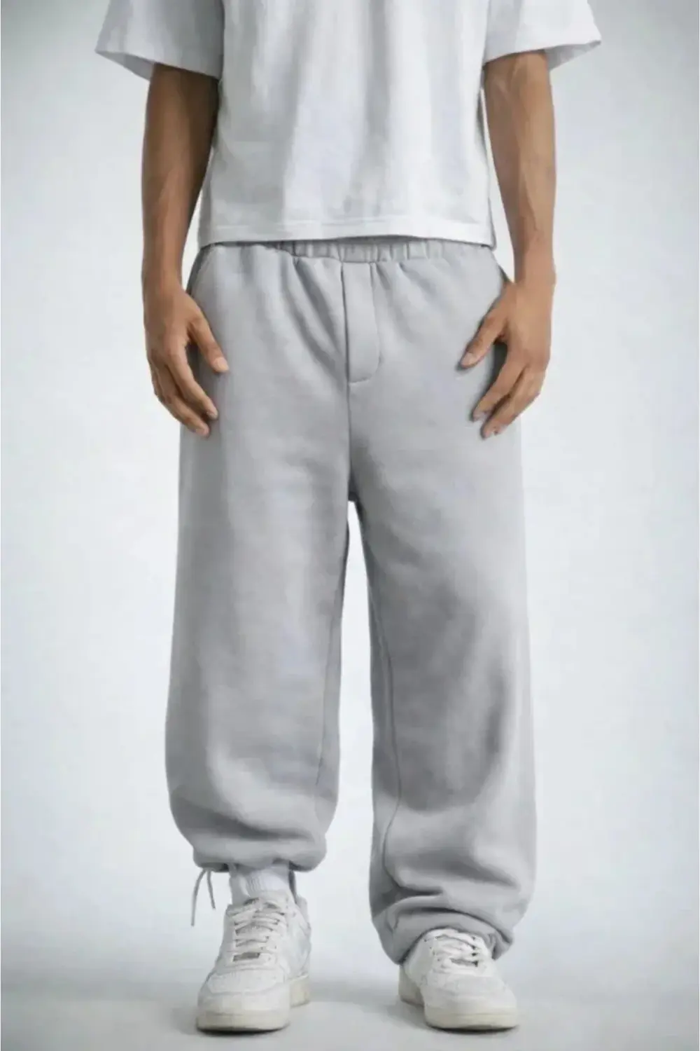 Erkek Baggy Alt Eşofman - Gri