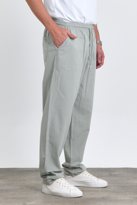 Erkek Baggy Fit GRİ Keten Karışımlı Pantolon