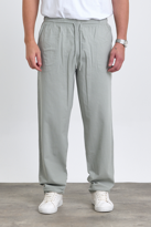 Erkek Baggy Fit GRİ Keten Karışımlı Pantolon