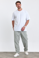 Erkek Baggy Fit GRİ Keten Karışımlı Pantolon