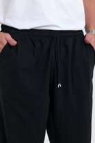 Erkek Baggy Fit SİYAH Keten Karışımlı Pantolon