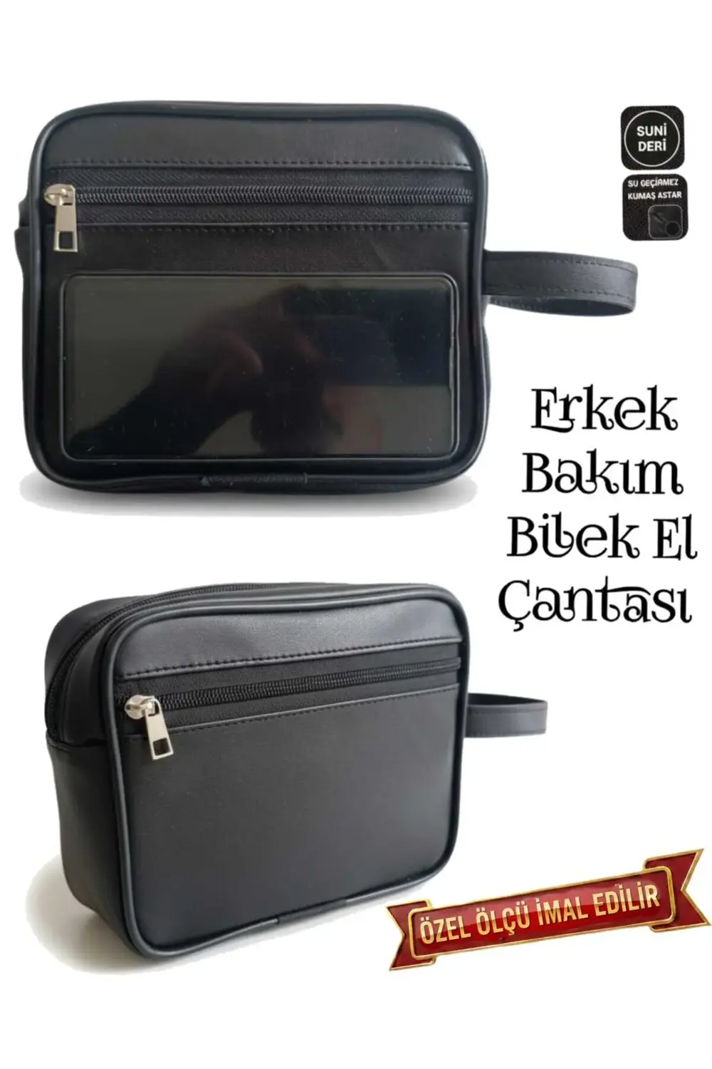 ERKEK BAKIM BİLEK EL ÇANTASI SUNİ DERİ