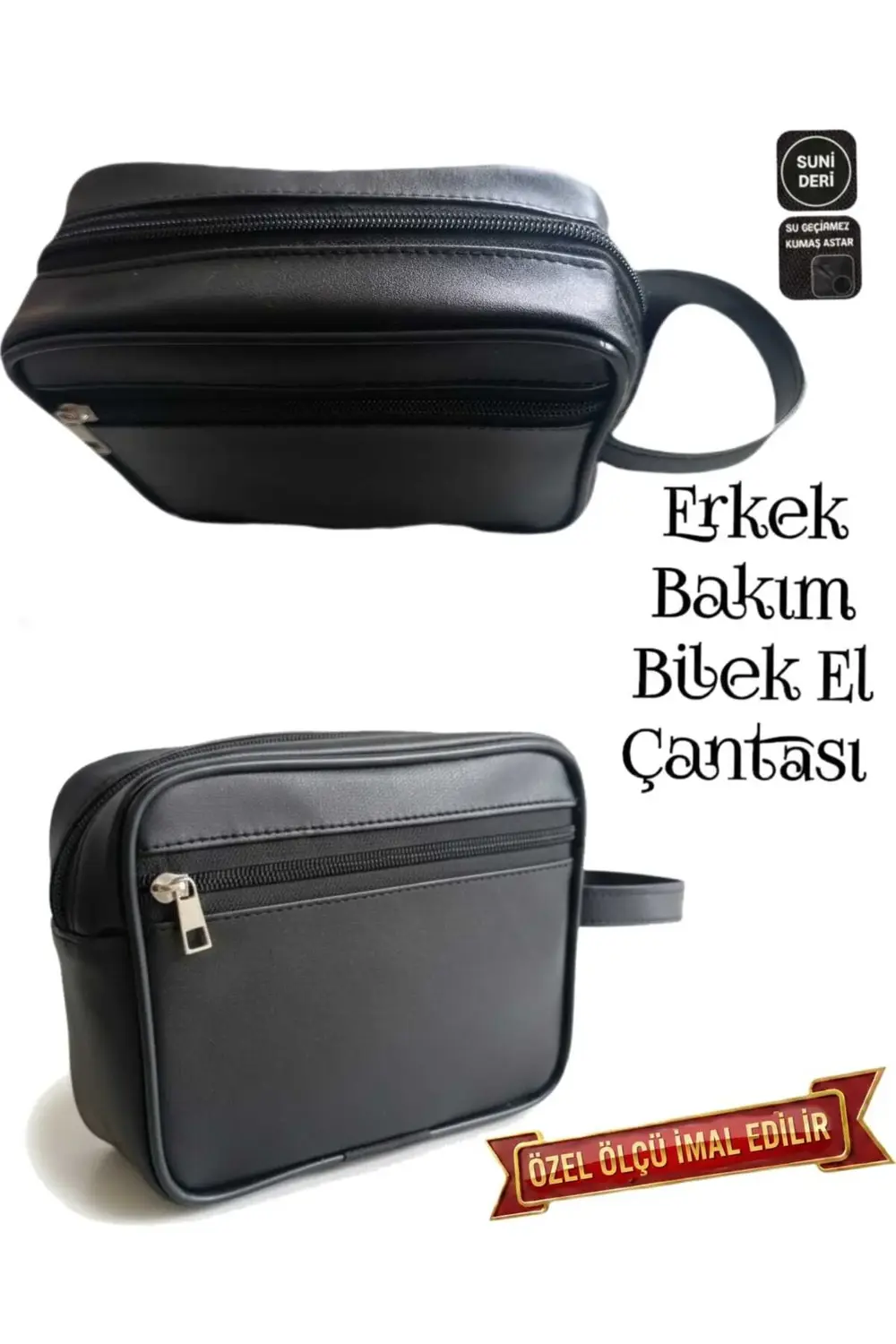 ERKEK BAKIM BİLEK EL ÇANTASI SUNİ DERİ