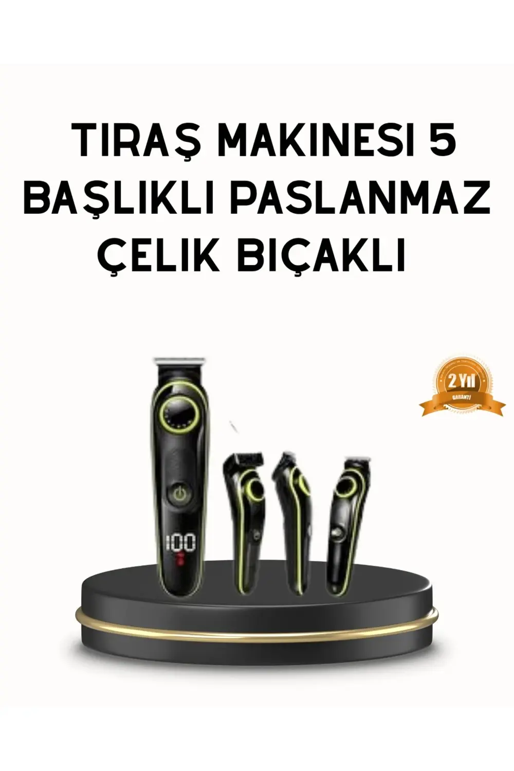 Erkek Bakım Seti 5’i 1 Arada Şarjlı Paslanmaz Çelik Başlıklı