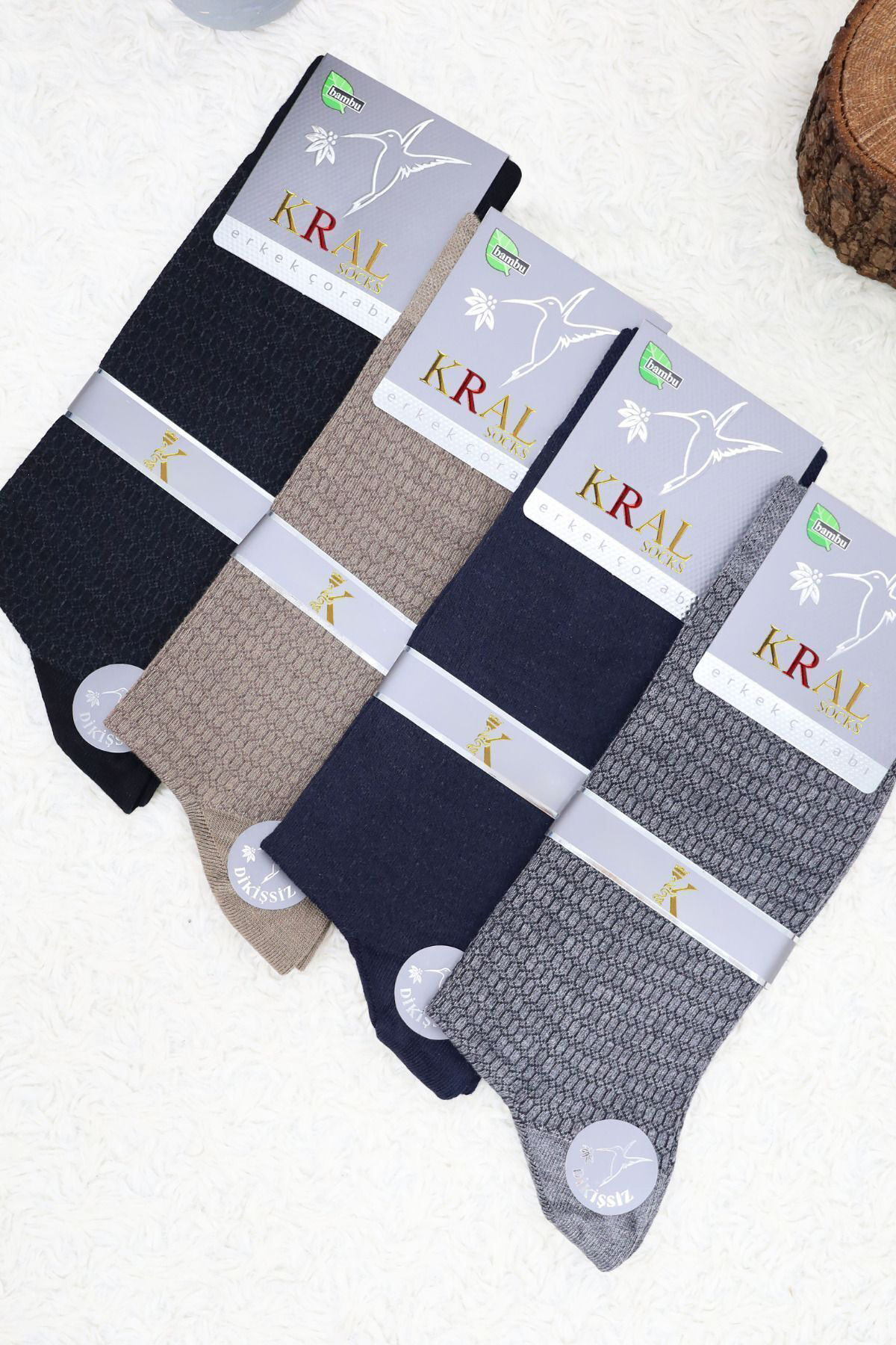 Kral Socks Erkek Bambu  Burun Dikişsiz Soft Yikamali Parfümlü Uzun Çorap