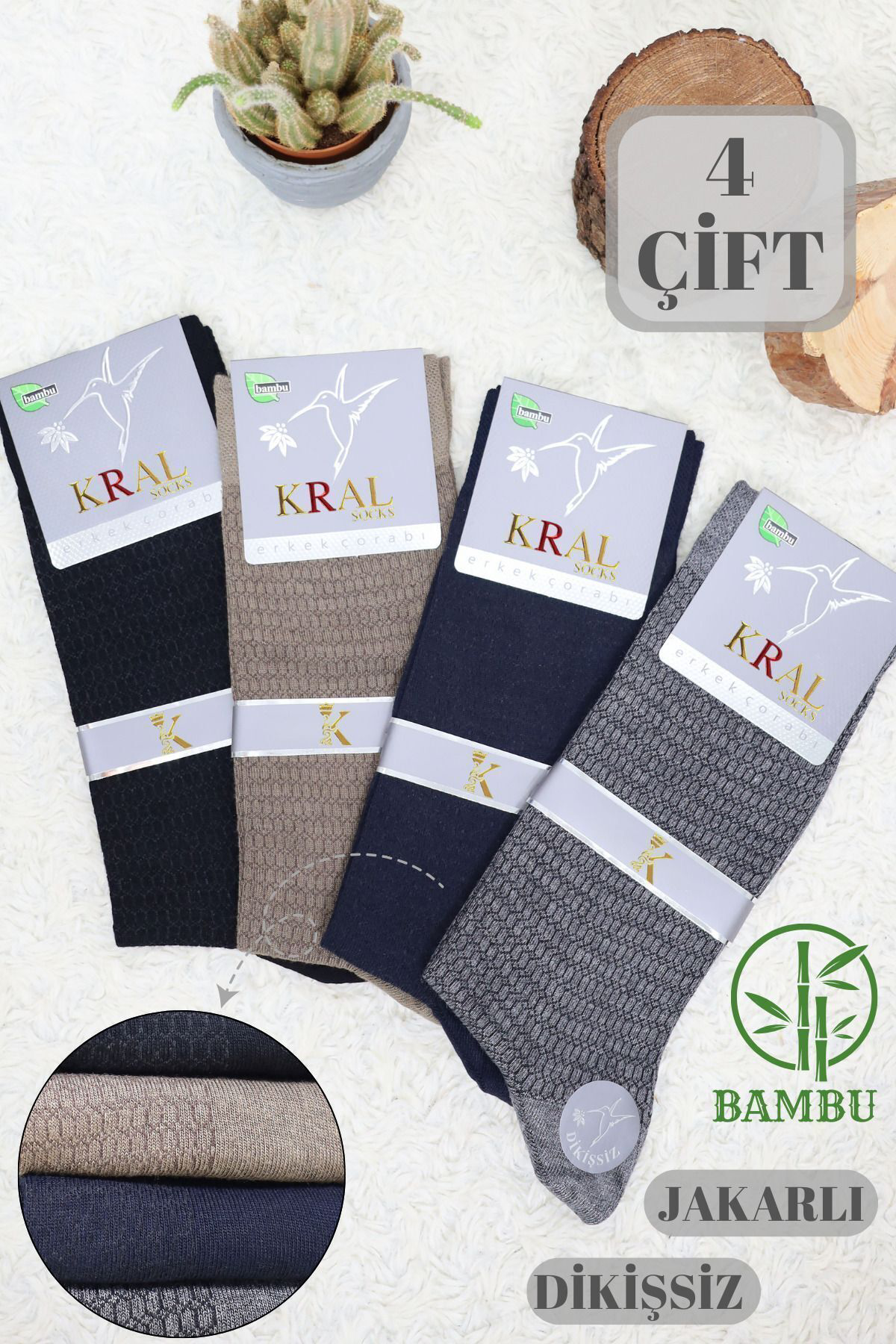 Kral Socks Erkek Bambu  Burun Dikişsiz Soft Yikamali Parfümlü Uzun Çorap