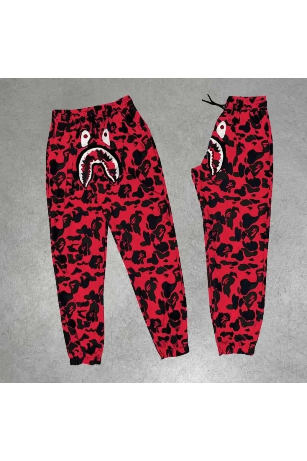 Erkek Bape Shark Dijital Baskılı Eşofman Altı - Kırmızı